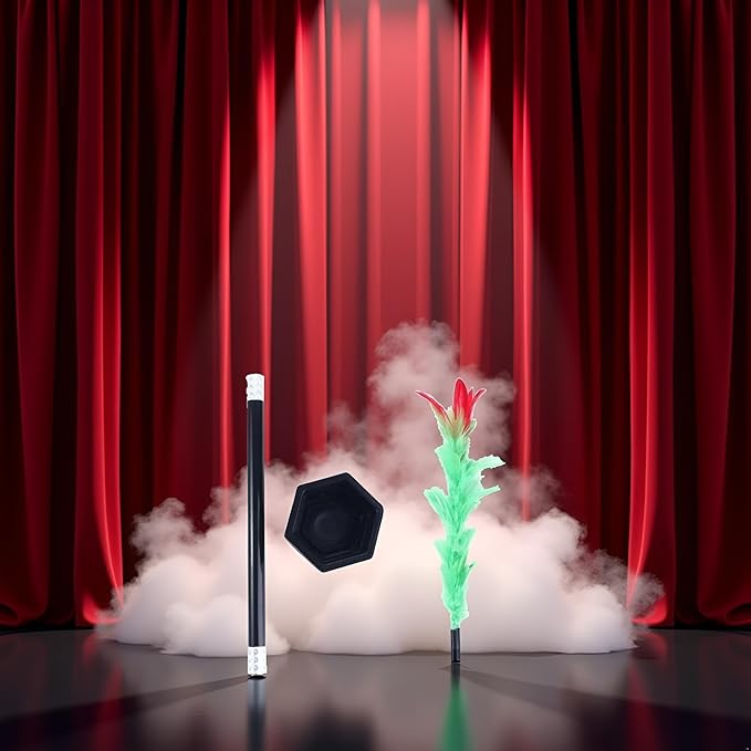 1Set Black Magic Wand to Flower for People Playing Toys,Novelty and Gag Toys,Magic Trick Wand,Magicians Tricks Close-up Magic Prop Magic Flower Stick Kits and Accessories,Games