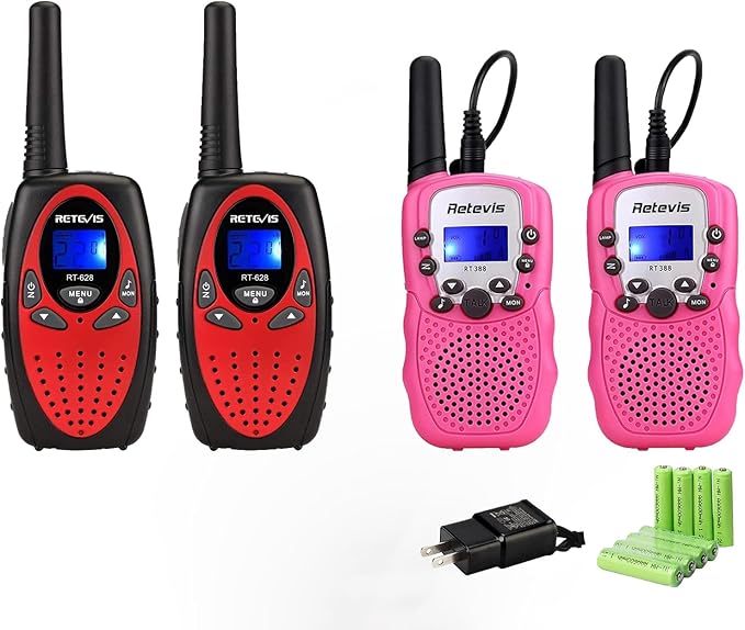 Retevis RT628 Walkie Talkies for Kids Bundle with RT388 Kids Walkie Talkies Rechargeable, 2 Way Radio Long Range, Girls Toy for Camping