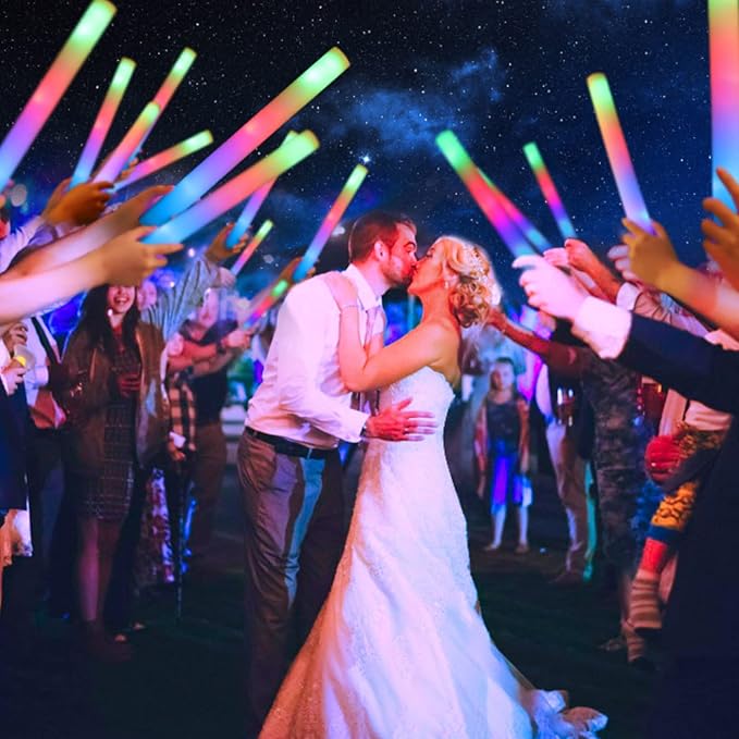 100 PCS Foam Glow Sticks, Bulk Glow Sticks with 3 Modes Colorful Flashing, LED Light Sticks, Glow in Dark Party Supplies for Wedding, Raves, Birthday, Christmas, New Year
