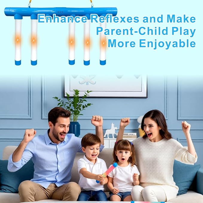 Reflex Drop Sticks Challenge Game with Remote Control - 3 Adjustable Speed Modes, Light-Up Hand-Eye Coordination & Reaction Training Toy, Fun Glowing Catch Falling Sticks Game for Kids and Adults