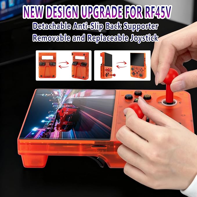 2026 NEW Upgrade RF45V Retro Handheld Game Console - 4.5 Inch Ultra-Large Screen,Support 18000+Classic Games,64G TF Card,4000mAh Battery,Linux System,Birthday Gift for Adult or Friends - Red