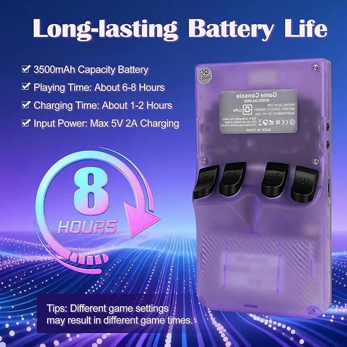 S600 Retro Handheld Game Console - 4.0 inch IPS HD Screen, 128GB Memory, Over 18,000 Classic Games, 3500mAh Battery Retro Gaming Console, Portable Linux System(Purple)
