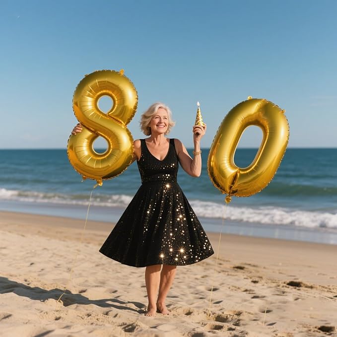 40 Inch Gold Balloon Number 80 Balloon,Jumbo Mylar Foil Helium Balloon for 80 Birthday Digital Balloons for Birthday Party,Wedding Anniversary Party Decorations