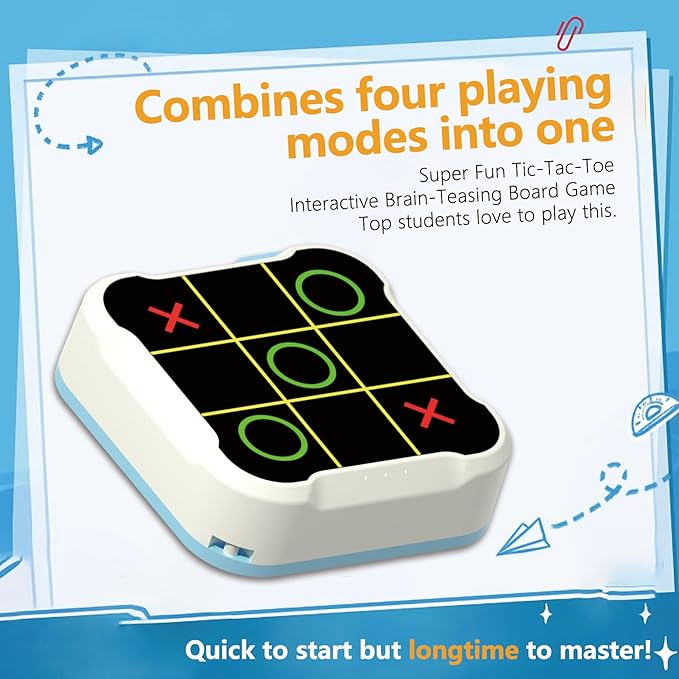 Tic Tac Toe Bolt Game,Handheld Electric Puzzle Game Console, Board Games for Kids and Adults,Gift Ideal for Kids and Adults' Birthday(Blue)