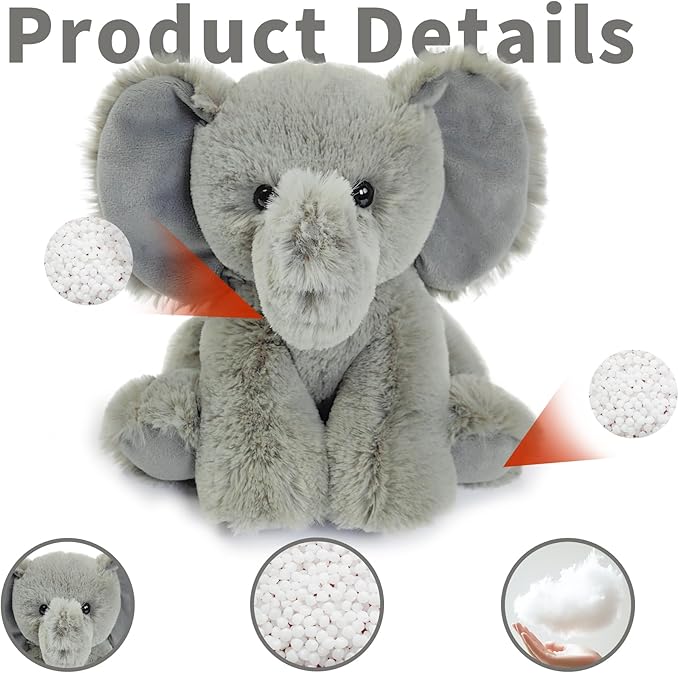 Elephant Stuffed Animal Toys, 8.5 Inch Soft and Cuddly Elephant Plush Animals Toy, Cute and Realistic Animals Gifts for Boys and Girls Toy for Toddlers 1-3