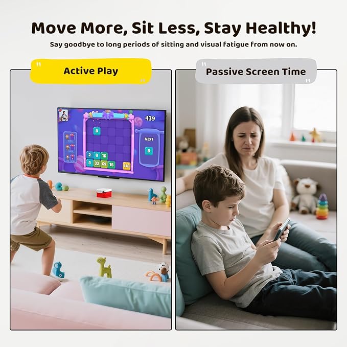 Kinhank MotionX Active Game Console with 40 Video Games for Kids&Family,Plug&Play AI Motion Game Consoles,Dynamic Updates,No Subscription,CPC-Certified,Great for Gaming Nights,Parties,Indoor Play