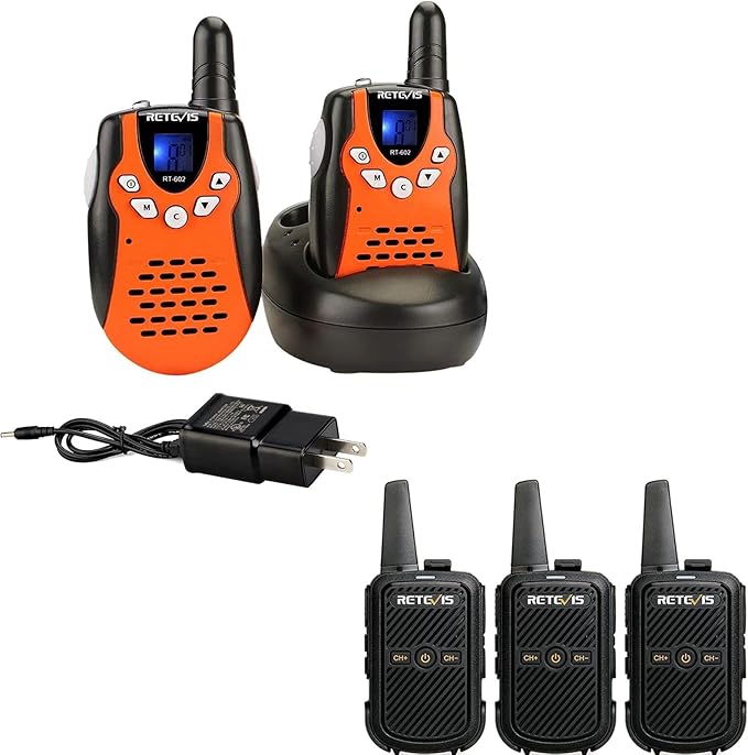 Retevis RT602 Walkie Talkies for Kids Rechargeable Bundle with RT15 Mini Walkie Talkies 3 Pack