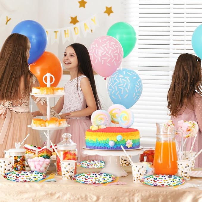 40PCS Alphabet Number Party Supplies Rainbow Alphabet Disposable Party Decor Included Alphabet Plates Napkins Back to School Decorations for Baby Shower Kids Birthday Alphabet Number Games