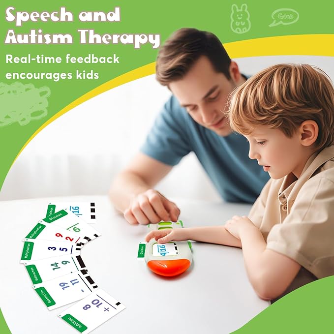 Talking Flash Cards for Kids 3-8, 112 CVC Words & 56 Math Flashcards, Interactive Learning Toys for Preschool, Speech Therapy, Autism, Sight Words Toddler Toy Gifts for Kids