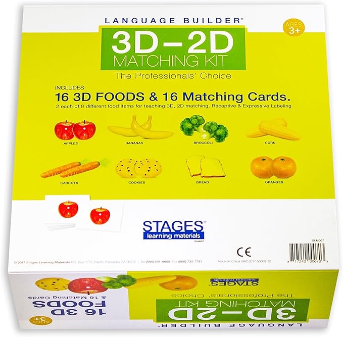 Stages Learning Language Builder 3D-2D Foods Matching Kit for Autism Education & Aba Therapy Flash Cards