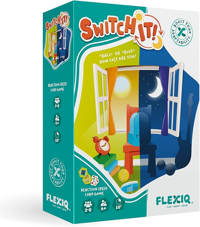 Switch It — Reaction Speed Card Game by FlexiQ, Brain Teasers for Kids 6+, Board Games for Family Night