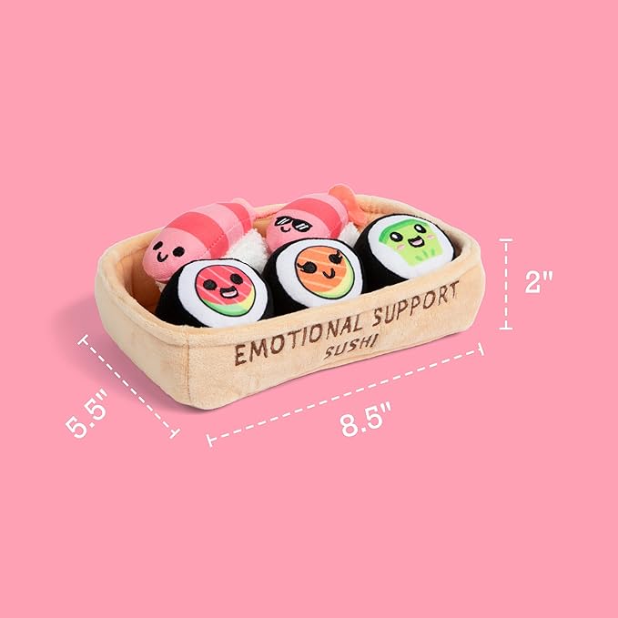 Emotional Support Sushi by Relatable - Cuddly Stuffed Animals and Toys, Squishy Toys and Plushies, Great Gift Ideas for Loved Ones of All Ages - Includes 5 Plushies with Carrying Basket