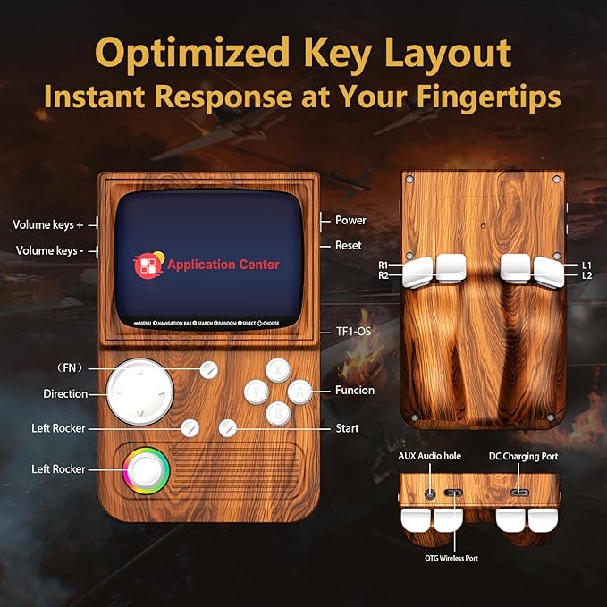 R36T Retro Gaming Console, 3.5'' IPS Screen, Open Source System Support WI-FI Download Multiple Emulator, WiFi Networked Fighting, Portable Gaming Player for Travel with Portable Case(Wood Brown)