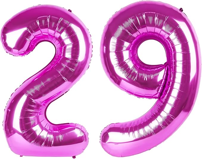 40 Inch Large 29 Balloon Numbers Rose Purple Big Foil Number Balloons Giant Helium Happy Birthday Party Decorations for Man and Women, Huge Mylar Anniversary Party Supplies