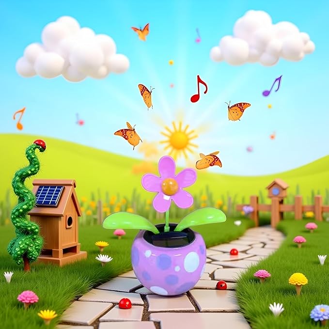 Solar Dancing Flower, Flower Solar Powered Dancing in Colorful Shape Flip Flap Animated Bobblehead Dancer Window Sun Catcher Car Dashboard Decor Solar Power Kits,Learning and Education