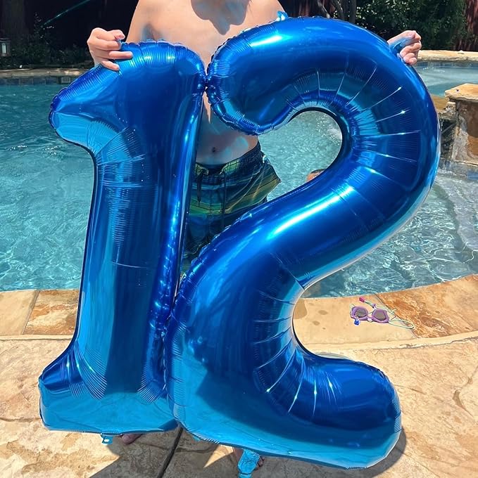 40 Inch 12 Balloon Number, Dark Blue Large Number Balloons Birthday Gift for 12 21 Years Old, Maylar Balloon Decorations for Wedding Engagement Graduations Memorial Day's