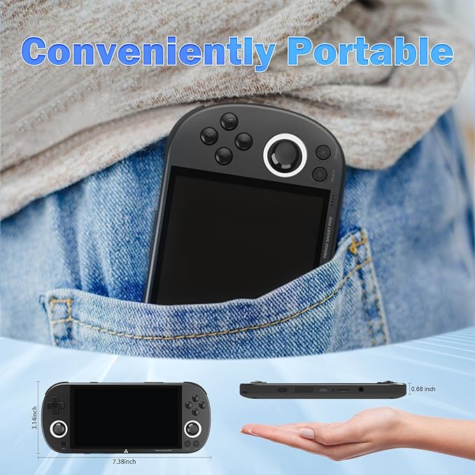 Trimui Smart Pro Retro Handheld Gaming Console Video Gaming Console Dual Joystick Design 4.96 inch 720x1280 IPS Screen 5000mAh Built-in 64G TF Card Portable Game Console Linux System Black