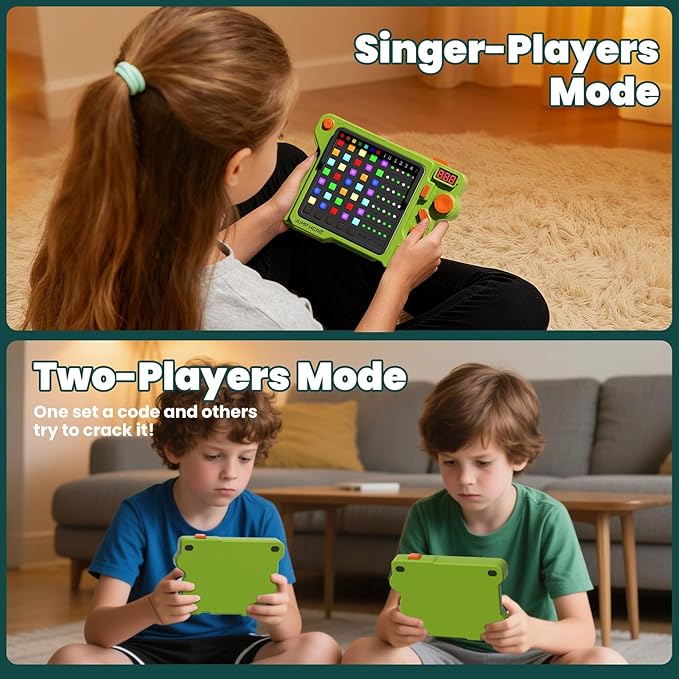 Super Decoder Game, 4-in-1 Code Breakers Puzzle Game, Handheld Games for Kids and Adults, Birthday Gift for Boys and Girls, Travel Games for Road Trip (Green)