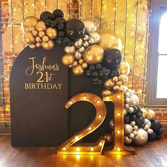 Graduation Balloons, 12 inch Black and Gold Balloons Class of 2025 Black Gold Confetti Latex Balloons with Ribbons for University College High School Grad 2025 Graduation Party Supplies