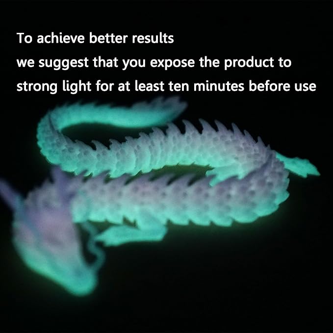 3D Printed Dragon Glow Dark,Flexible Dragon Model Statue,Home Office Decor,Interesting Toys for Autism/ADHD,Festival Gifts,Fidget Toys, Executive Desk Animals Toy (Glow in The Dark Gradient)