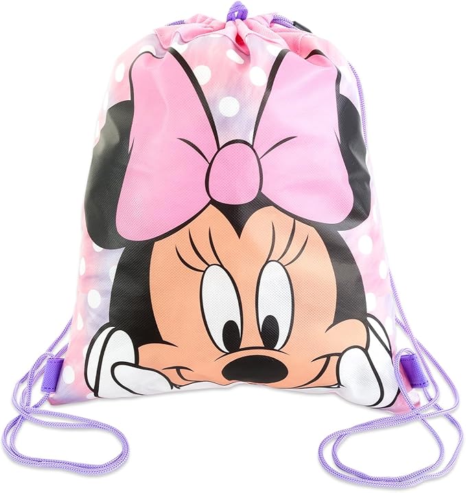 Disney Minnie Mouse Party Favor Bags Set - Bundle with 12 Minnie Drawstring Bags for Kids Plus Stickers, More Birthday Party Supplies Pack
