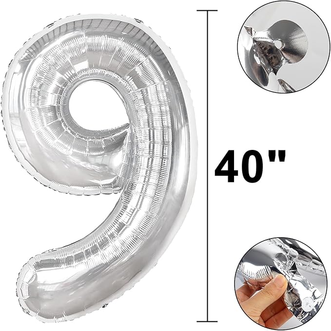 40 Inch Silver Number 19 Digital Balloon,Jumbo Mylar Foil Helium Balloon for 19 Balloons for Birthday Party,Wedding Anniversary Party Decorations