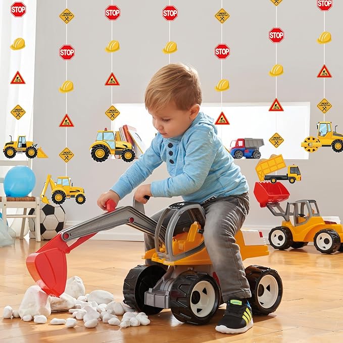 Construction Birthday Banners Construction Birthday Party Supplies Construction Paper Garlands Vehicle Truck Hanging Garlands Sign for for Boys Construction Theme Birthday Party Decorations