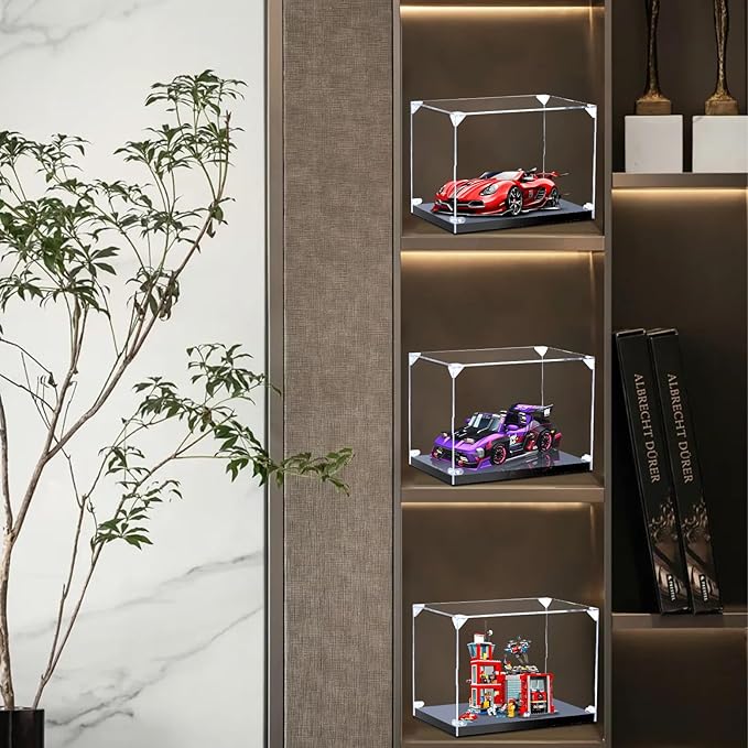 Acrylic Display Case for Collectibles,Clear Acrylic Display Box for 1/24 Scale Model Car,Home Storage Glass Case Action Figures Organizer 12" Lx8 Wx8 H