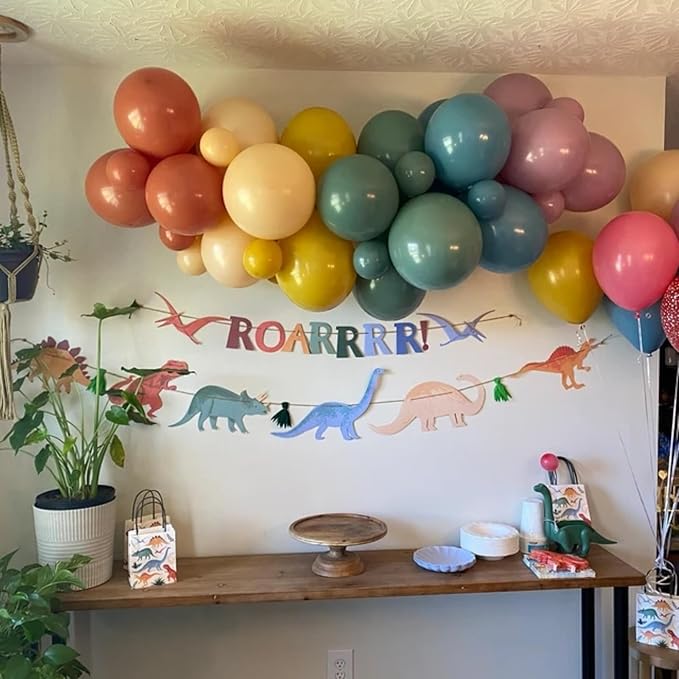60pcs Boho Rainbow Balloons Assorted Colors Dusty Slate Blue Blush Pink Mustard Yellow Balloons, Retro Colorful Balloon Kids' Party Balloon for Here Comes the Son Baby Shower Decor Groovy Birthday