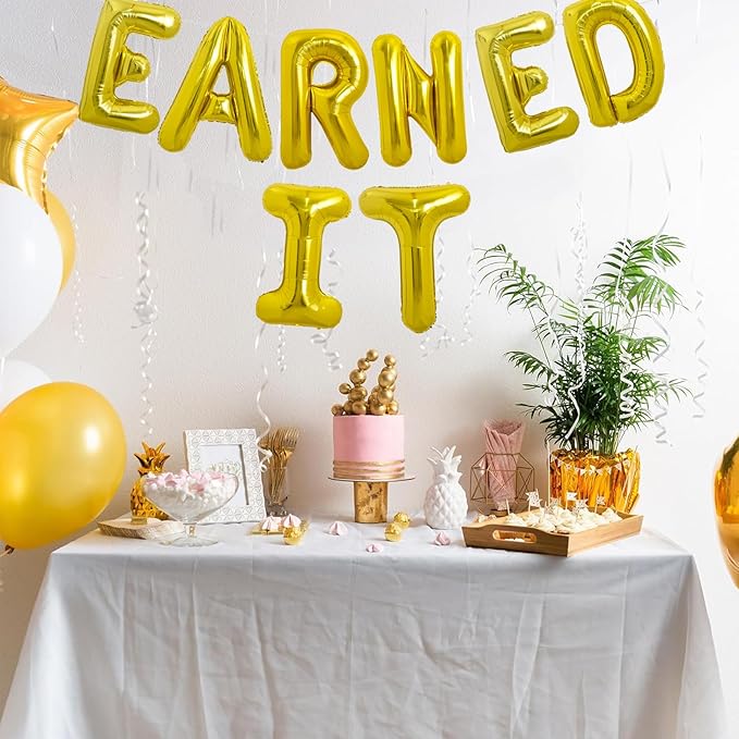 TONIFUL Gold Earned It Graduation Balloon Banner 2026 Nurse Graduations Decorations,2026 Nursing Balloons Gold Earned It Nursing Balloons for Class of 2026 RN Grad Party Supplies