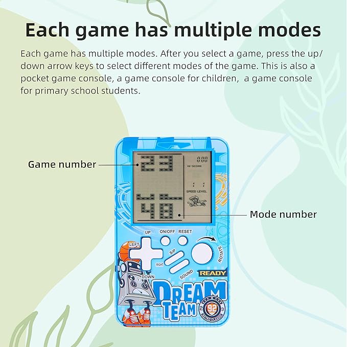 CZT Handheld Block Game Console Built-in Multiple Classic Retro Brick Games Electronic Entertainment Student Game Machine Game playerPortable Gaming Device Kids Girls (Orange)