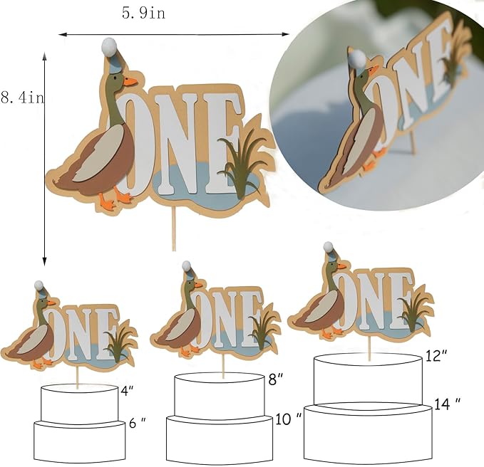 One Lucky Mallard Duck Cake Topper,Mallard 1st Birthday Decoration,Little Duck Hunter Party Decor,Mallard Duck Birthday Party Supplies,Duck Hunting Theme,Lucky Baby Shower Cake Tooper