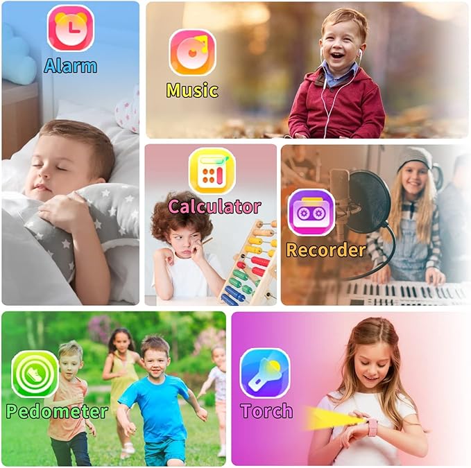Smart Watch for Kids with 39 Puzzle Games HD Touch Screen Camera Music Player Pedometer Alarm Clock Calculator Flashlight 12/24 hr Gifts for 4-12 Year Old Boys Toys for Kids
