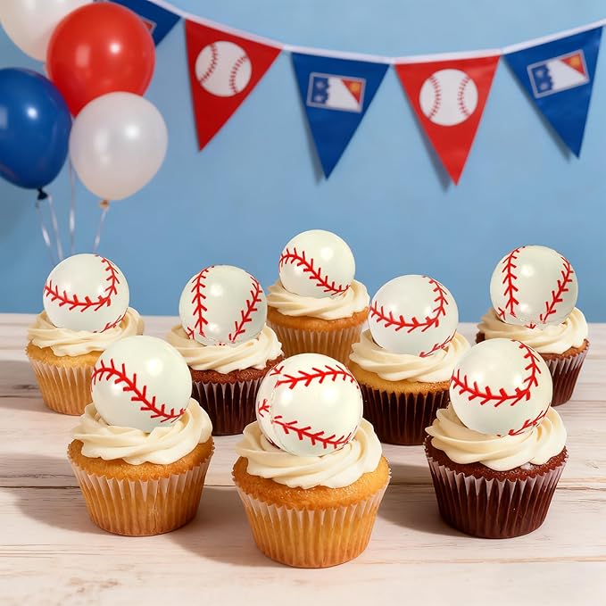 28pcs Baseball Cake Topper Decorations Mini Cup Cake Decorations For Baseball Theme Birthday (Style 04)
