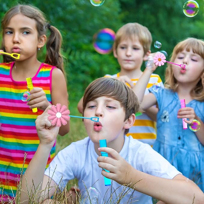 Groovy Party Favors,24Pcs Retro Hippie Daisy Bubble Wand for Groovy Birthday Party Supplies,Classroom Prizes Pinata Goodie Bag Stuffers Gifts