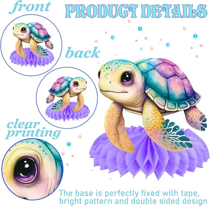 Turtle Party Honeycomb Centerpieces Sea Turtle Birthday Decorations 12Pcs Turtle Party Table Centerpieces Turtles Theme Party Supplies for Ocean Turtles Animals Baby Shower Supplies