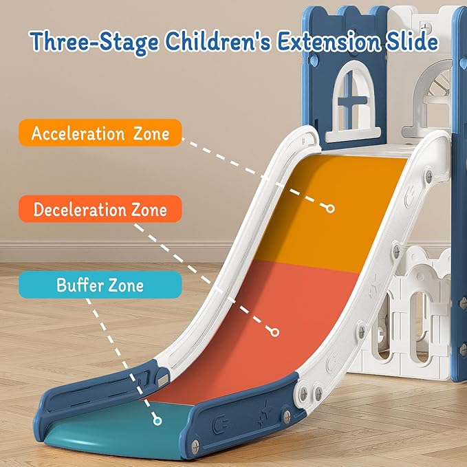 MOCUTEEN 6 in 1 Toddler Slide,Baby Playset for Indoor Outdoor Playground with Basketball Hoop,Storage and Telescope,Climbing Toys for Toddler Playground Playset