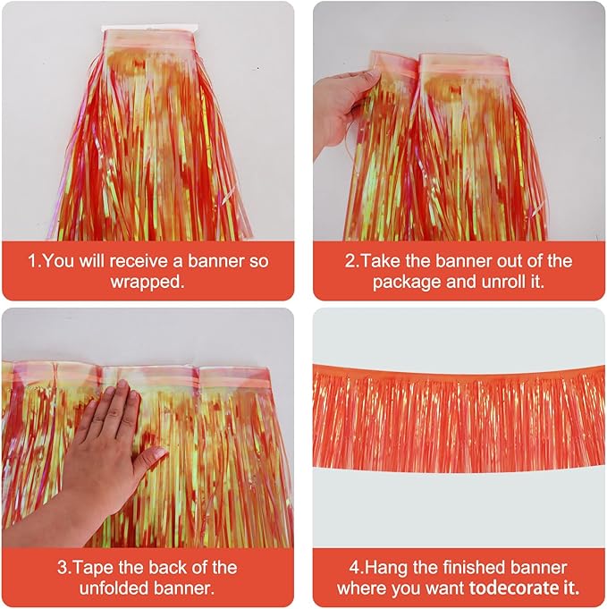 BEISHIDA 3 Packs Metallic Foil Fringe Garland Shining Red Wall Hanging Tinsel Fringe Banners for Car Floats Bridal Shower Wedding Birthday Valentine's Day Anniversary Party Decoration(30 Feet)