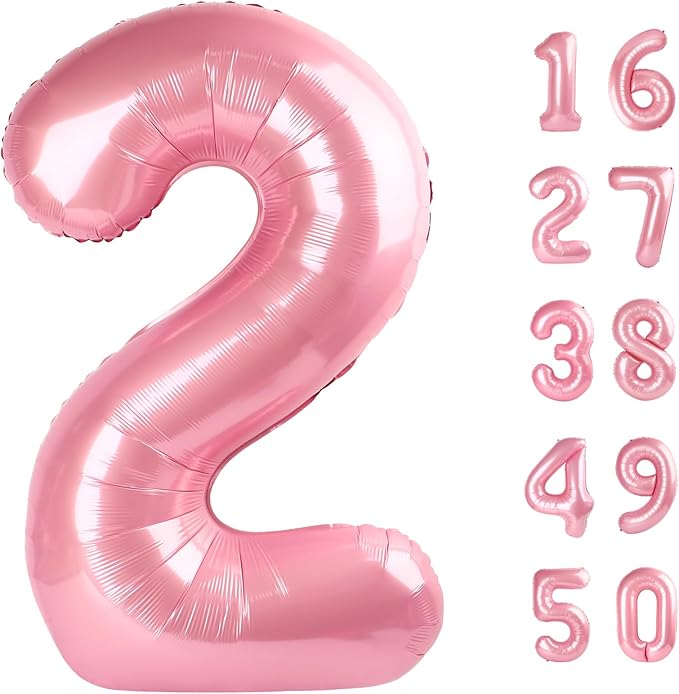 40 Inch Pearlescent Pink Balloon Number 2 Balloon,Number Balloons Big Giant Jumbo Number 2 Foil Mylar Balloons for 12th Birthday Party Anniversary Events,Wedding Anniversary Party Decorations