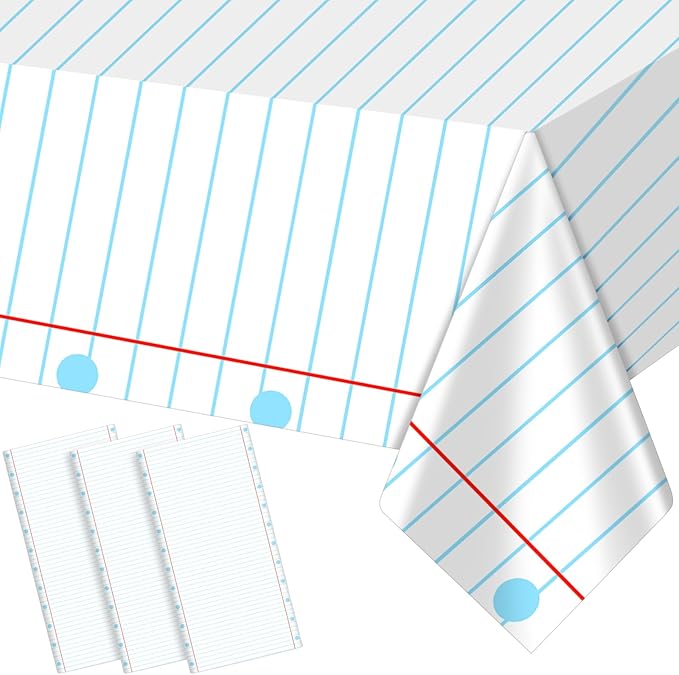 Oudain 4 Pcs Preschool Kindergarten Back to School Party Tablecloth First Day to School 54 x 108 Inch Large Disposable Rectangle Notebook Tablecloth Cover for Party Supplies Table Decorations