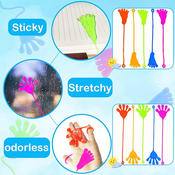 Bulk Party Favors Easter Basket Goody Bag Stuffers for Kids (200 PCS), Large Sticky Hands & Feet Birthday Pinata for Toddlers, Preschool Toys Gifts Non Candy Treats Prizes Supplies for Boys Girls
