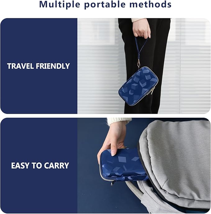 Supmay Carrying Case Compatible with CCTU / TEBIYOU Kids Handheld Games Preloaded 218 Retro Video Games, Portable Gaming Electronic Toys Storage Holder Travel Bag with Mesh Pocket for USB Cable, Blue