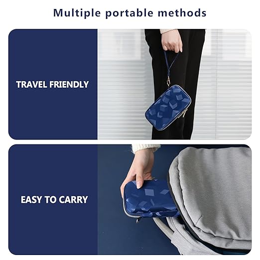Carrying Case for GAMPLAE Handheld Game for Kids, 258 Retro Video Games Portable Gaming Player Storage Holder Travel Bag with Mesh Pocket for 3 Game Cards, Earphone,USB Cable, Blue