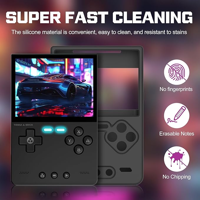 Silicone Case for Trimui Brick, Anti-Slip, Shock Proof, Soft Protective Case for Trimui Brick Handheld Game Console with Lanyard - Black