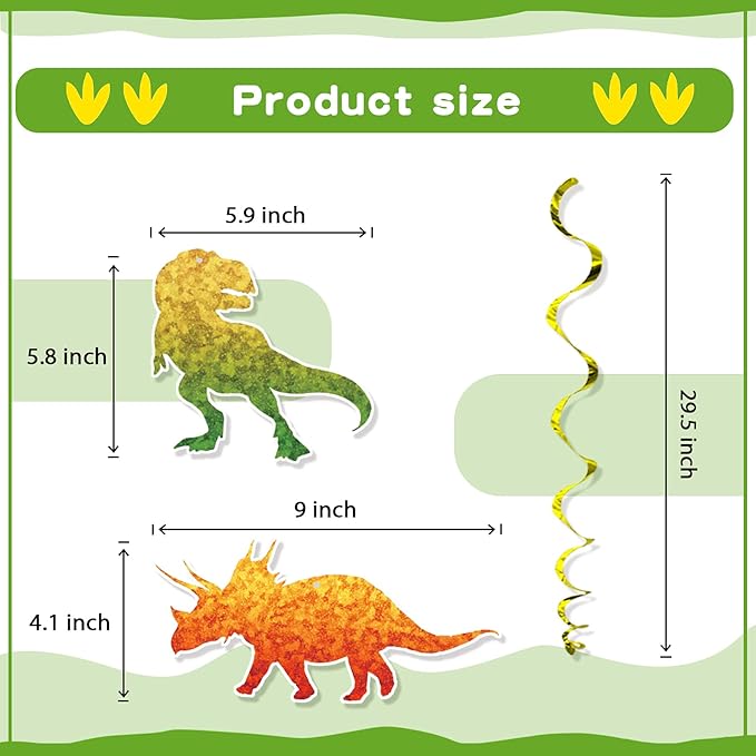 Dinosaur Birthday Party Supplies 30 Pack Watercolor Dino Foil Ceiling Hanging Swirls Streams Garland Banner Party Decor Happy Birthday Decor for Kids Jungle Dinosaur Theme Birthday Party Baby Shower
