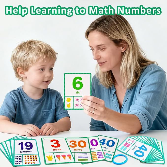 Learning Flashcards Number, 28 Different Number Educational Cards, Social Learning Card for Kids