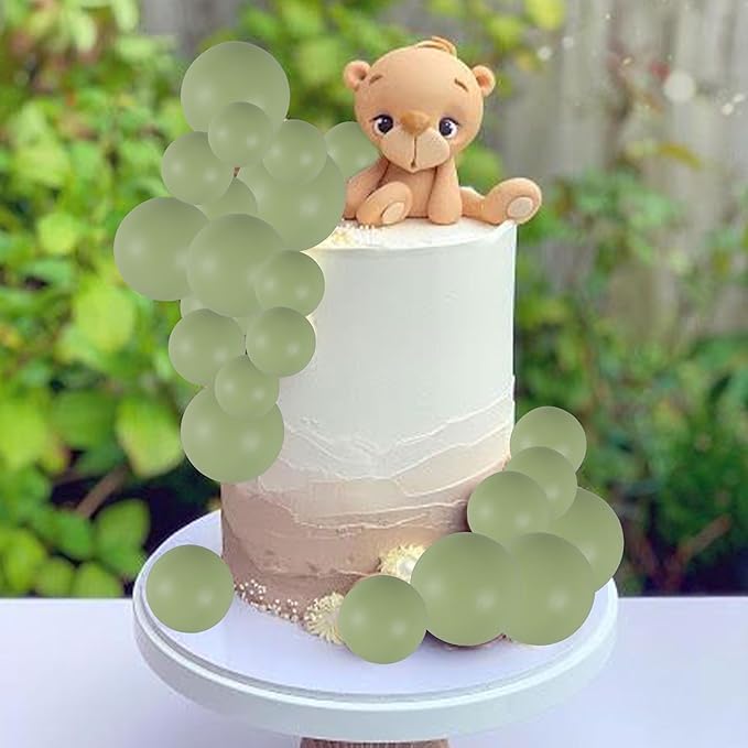 Gyufise 30Pcs Ball Cake Toppers Balls Cupcake Toppers Insert Foam Ball Shaped Cake Picks Mini Balloon Cake Decoration for Wedding Baby Shower Birthday Party Cake Decorations Supplies Matcha Green