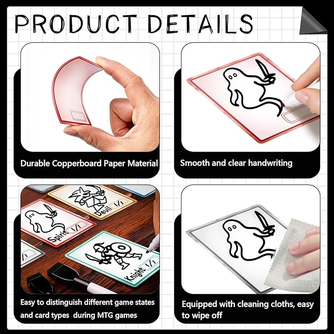 149-Piece MTG Dice Set with Dry Erase Tokens Kit Includes 50 Dice Counters 2 Life Counters and 80 Tokens for MTG, TCG Card Game Accessories with 2 Markers 2 Cloths