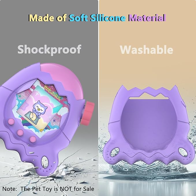 Silicone Case for Tamagotchi Paradise with Button Cap, Protective Cover with Screen Protector and Lanyard for Tamagotchi Paradise Pet Accessories (Purple)