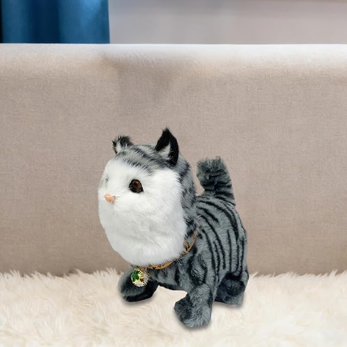 Interactive Walking Cat, Electronic Toy for Children (Girls and Boys), Gray